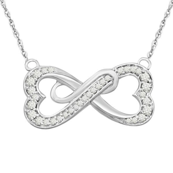 LADIES NECKLACE 0.20CT ROUND DIAMOND STERLING SILVER/WHITE GOLD