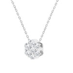 LADIES PENDANT WITH CHAIN 0.50CT ROUND DIAMOND 14K WHITE GOLD - Image 2
