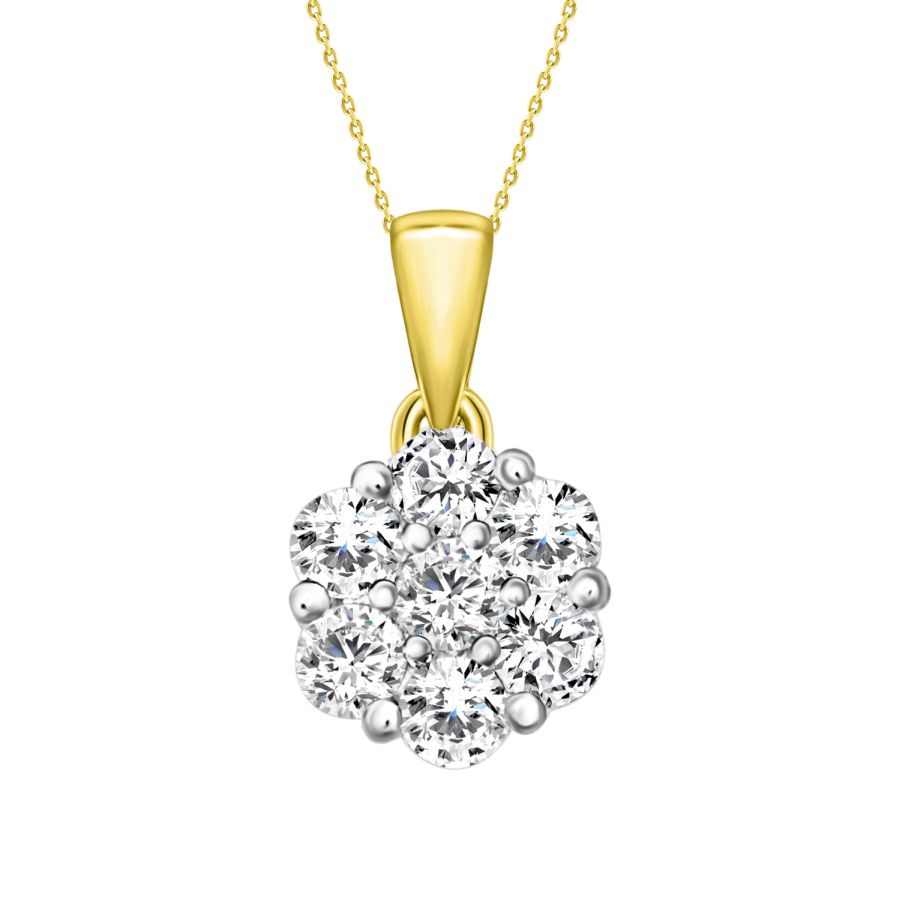 LADIES PENDANT WITH CHAIN 0.25CT ROUND DIAMOND 14K YELLOW GOLD (SI QUALITY) - Image 1