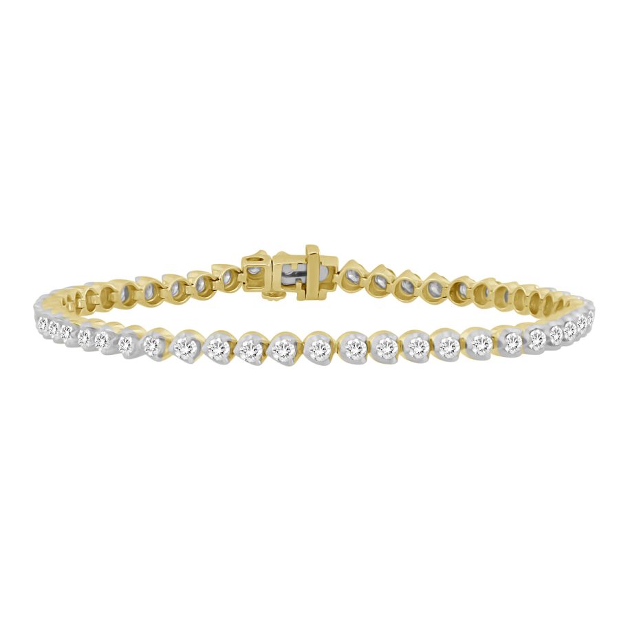 LADIES BRACELET 3.00CT ROUND DIAMOND 14K YELLOW GOLD (SI QUALITY) - Image 1