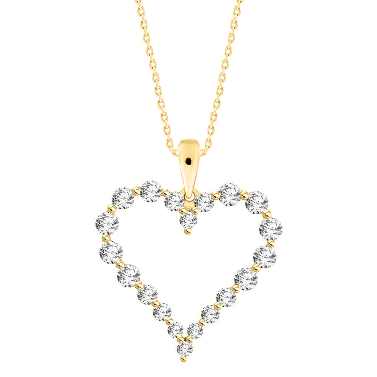 LADIES HEART PENDANT WITH CHAIN 0.75CT ROUND DIAMOND 14K YELLOW GOLD - Image 1