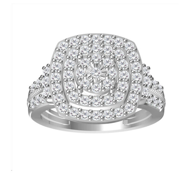 LADIES RING 1.00CT ROUND DIAMOND 14K WHITE GOLD