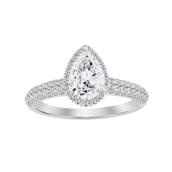 LADIES RING 1.25CT ROUND/PEAR DIAMOND 14K WHITE GOLD(SI QUALITY) (CENTER STONE 4 CT PEAR DIAMOND)