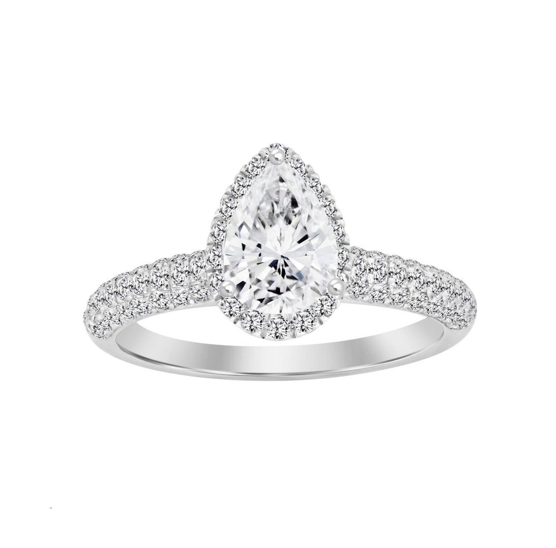 LADIES RING 1.25CT ROUND/PEAR DIAMOND 14K WHITE GOLD(SI QUALITY) (CENTER STONE 4 CT PEAR DIAMOND) - Image 1