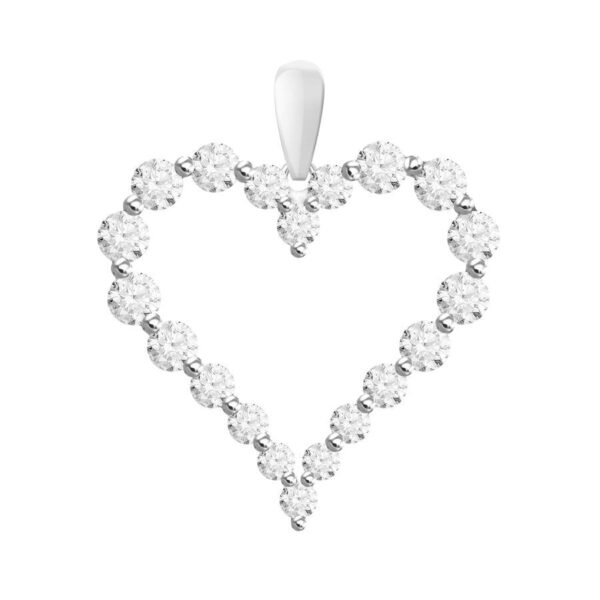 LADIES HEART PENDANT WITH CHAIN 0.50CT ROUND DIAMOND 10K WHITE GOLD