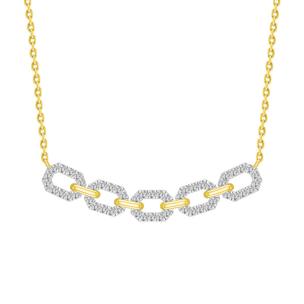 LADIES NECKLACE 0.50CT ROUND DIAMOND 10K YELLOW GOLD