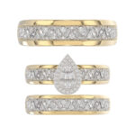 LADIES TRIO SET 1.00CT ROUND/BAGUETTE DIAMOND 10K YELLOW GOLD - Image 5