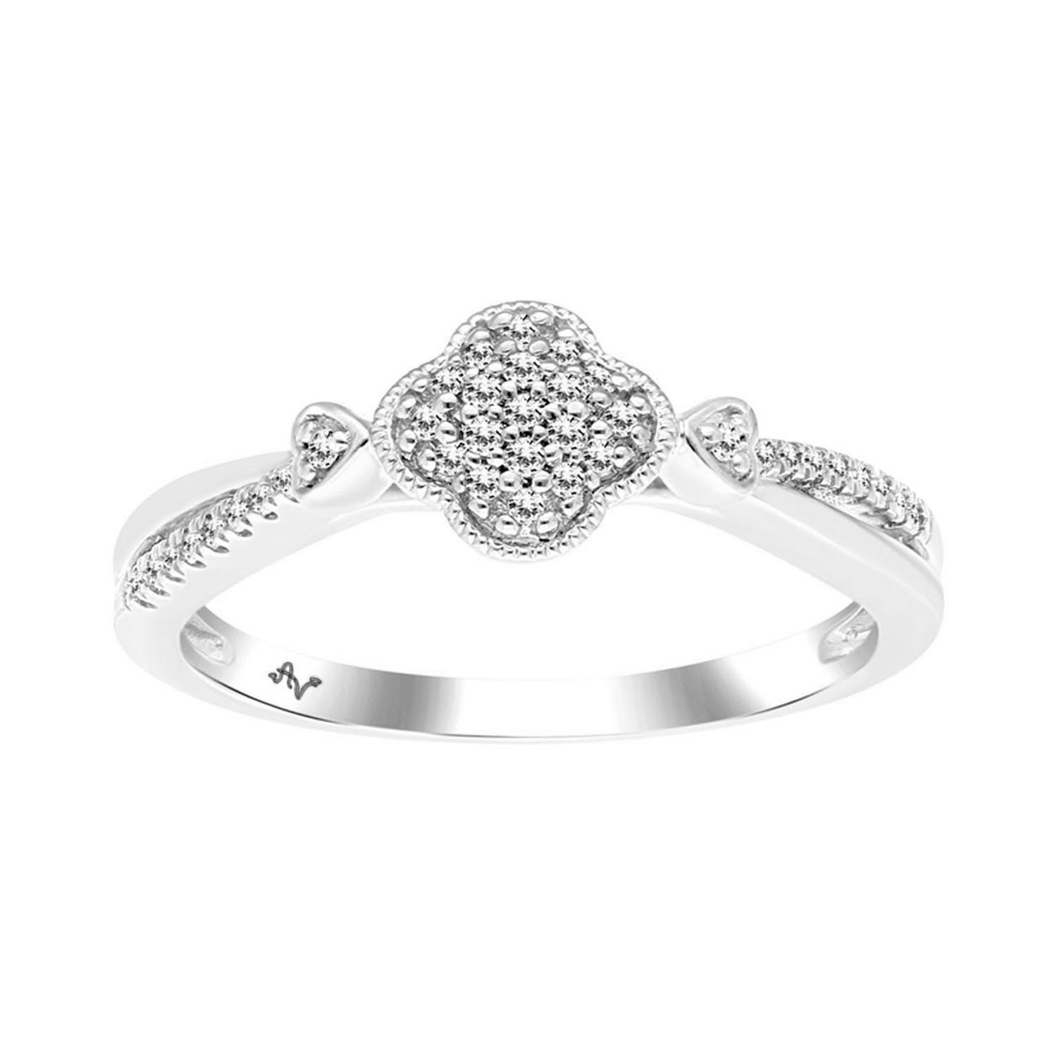 LADIES RING 0.15CT ROUND DIAMOND 10K WHITE GOLD - Image 1