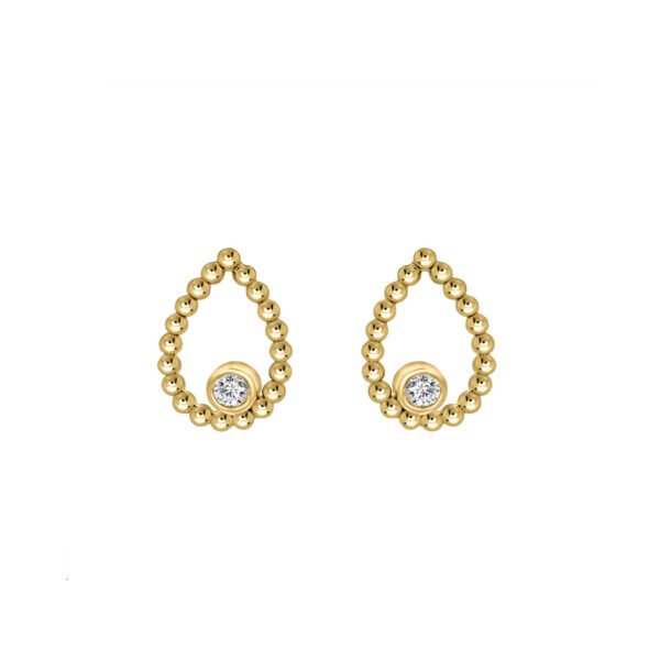 LADIES EARRINGS 0.10CT ROUND DIAMOND 10K YELLOW GOLD