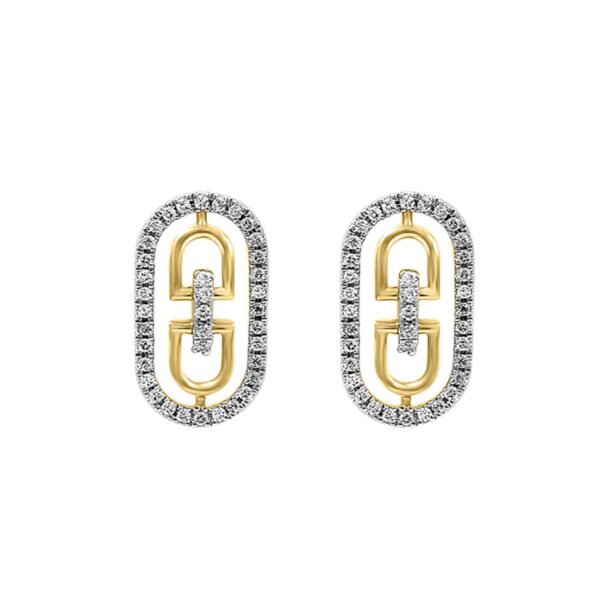 LADIES EARRINGS 0.25CT ROUND DIAMOND 14K YELLOW GOLD