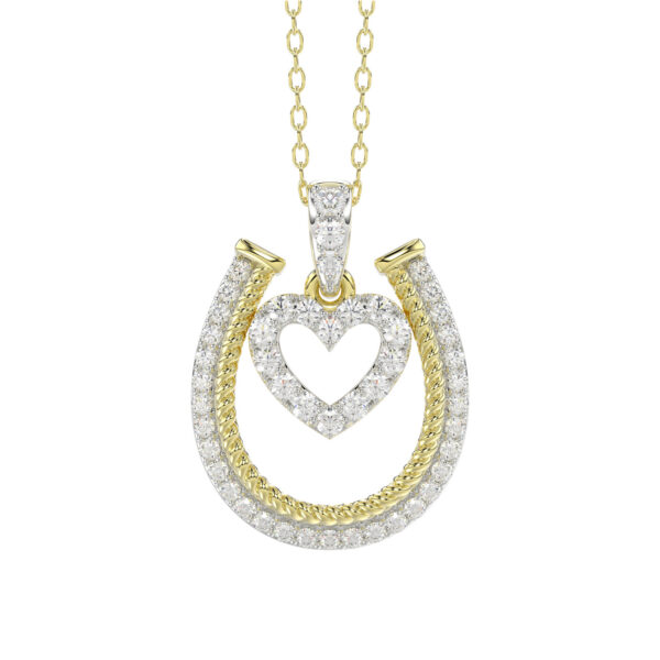 LADIES PENDANT WITH CHAIN 0.25CT ROUND DIAMOND 14K YELLOW GOLD