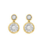 LADIES EARRINGS 0.13CT ROUND DIAMOND 14K YELLOW GOLD
