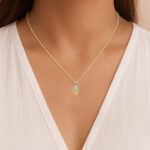 LADIES PENDANT WITH CHAIN 0.16CT ROUND DIAMOND 10K YELLOW GOLD - Image 4