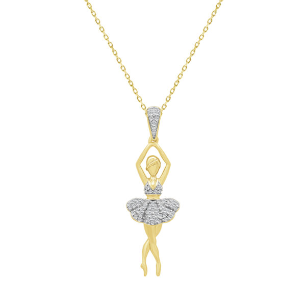 LADIES PENDANT WITH CHAIN 0.10CT ROUND DIAMOND 10K YELLOW GOLD