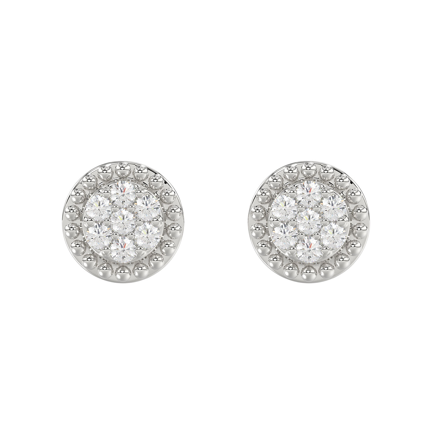 LADIES EARRINGS 0.20CT ROUND DIAMOND 14K WHITE GOLD - Image 1