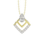LADIES PENDANT WITH CHAIN 0.13CT ROUND DIAMOND 14K YELLOW GOLD