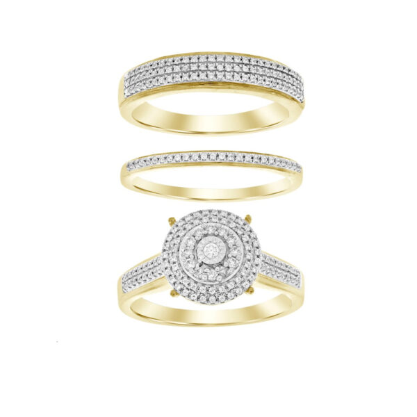 LADIES TRIO SET 0.50CT ROUND DIAMOND 10K YELLOW GOLD