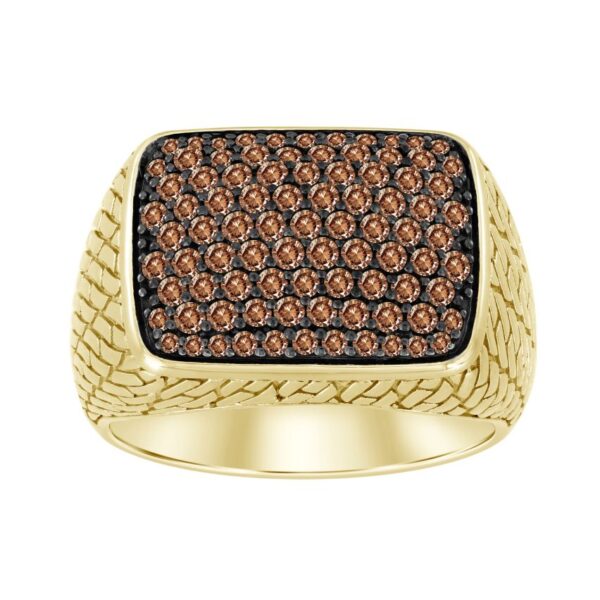 MEN'S RING 1.00CT ROUND DARK BROWN DIAMOND 10K YELLOW GOLD