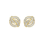 LADIES EARRING 0.20CT ROUND/BAGUETTE DIAMOND 10K YELLOW GOLD