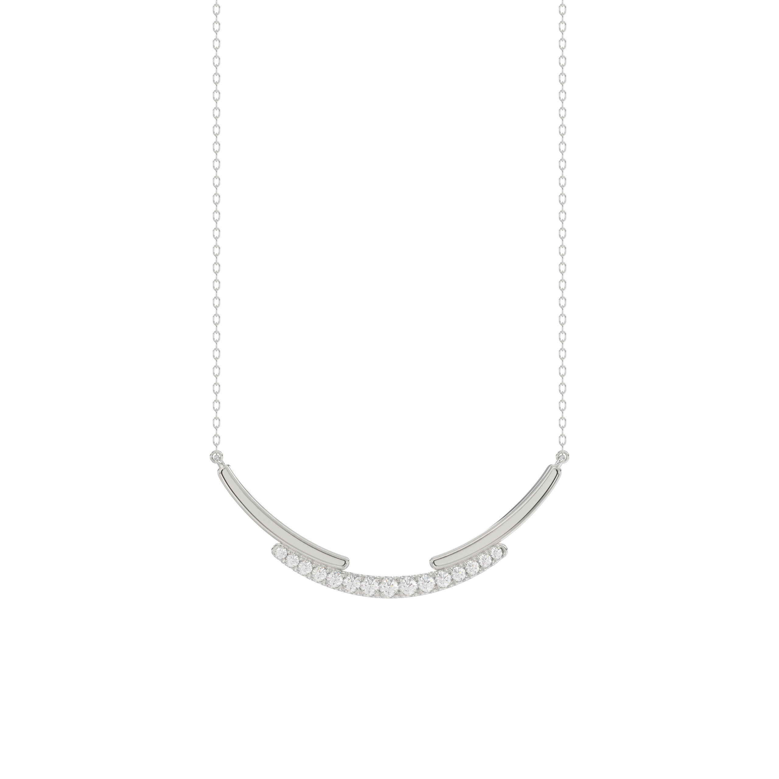 LADIES NECKLACE 0.25CT ROUND DIAMOND 14K WHITE GOLD - Image 1