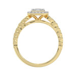 14K Yellow Gold Fashion Ladies Ring with 0.20 CT Round/Baguette Cut Diamond - Image 2