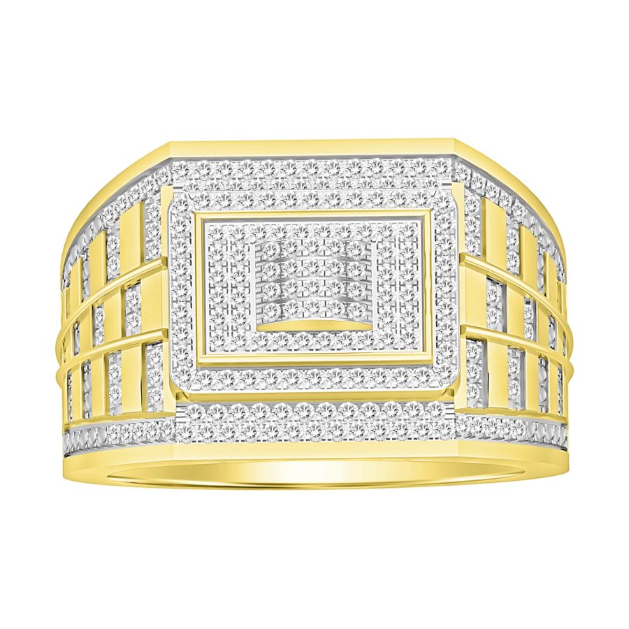 MEN'S RING 0.50CT ROUND DIAMOND 10K YELLOW GOLD - Image 1