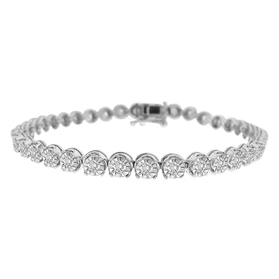 LADIES BRACELET 2.00CT ROUND DIAMOND STERLING SILVER/WHITE - Image 1