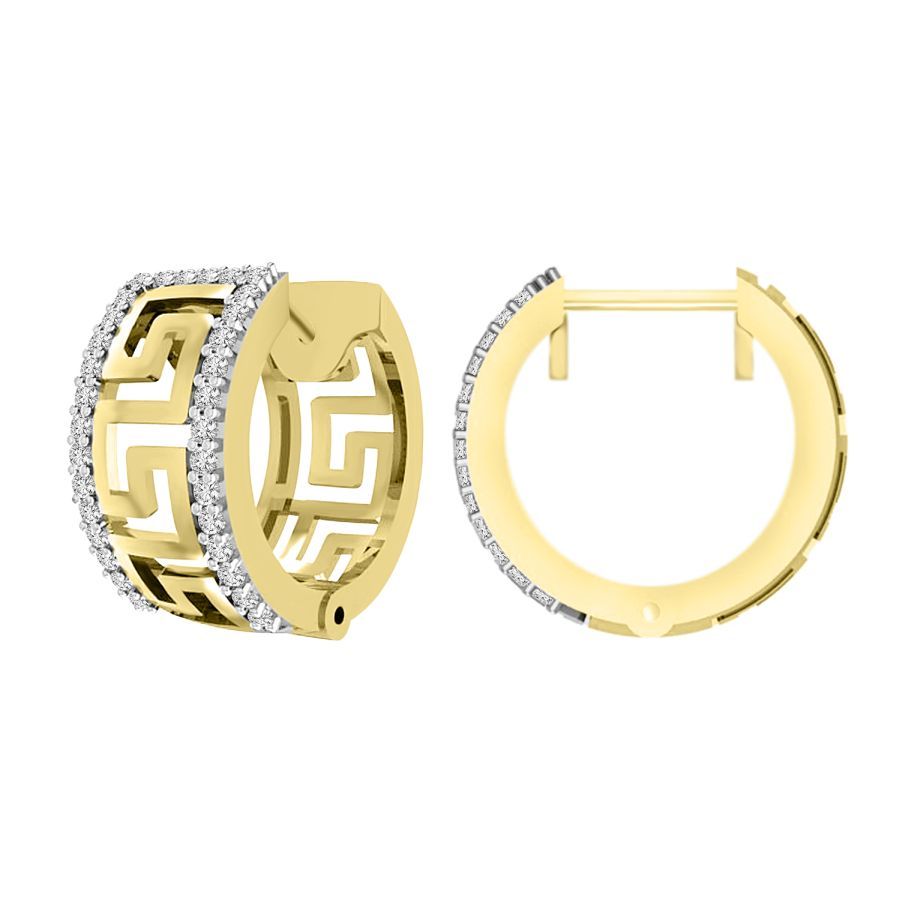 LADIES HUGGIES 0.20CT ROUND DIAMOND 10K YELLOW GOLD - Image 1