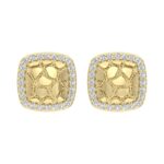 “Ladies Nugget Halo Fashion Earrings 0.25Ct Round Diamond 10K Yellow Gold – Fashionable Women’S Jewelry Gift