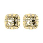 “Ladies Nugget-Fashion Earrings 0.15Ct Round Diamond 10K Yellow Gold – Elegant Women’S Fashion Jewelry Gift