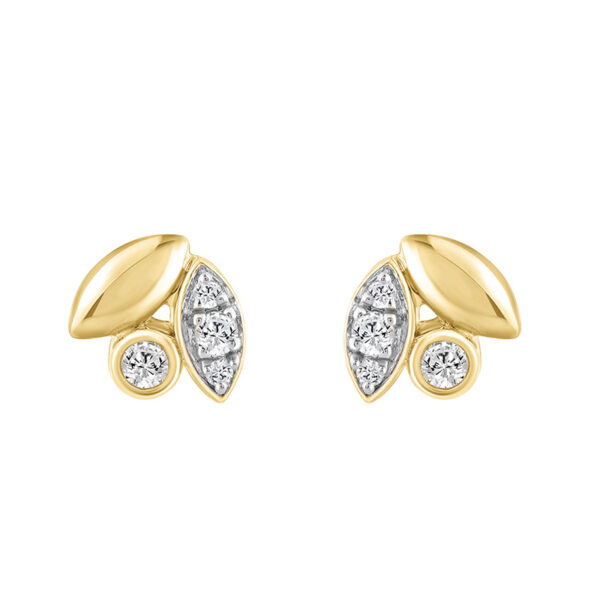 Elegance Ladies Round Diamond Cluster Fashion Earrings In 10K Yellow Gold – Marquise Design