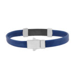 0.25 Ct Round Diamond Men’S Bracelet – Sterling Silver White With Rubber Strap (Blue/Black) - Image 2