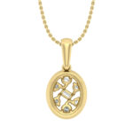 LADIES PENDANT WITH CHAIN 0.20CT ROUND/BAGUETTE DIAMOND 10K YELLOW GOLD - Image 4
