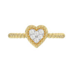 Ladies Halo Ring 0.10Ct Heart Shape Round Diamond 10K Yellow Gold - Image 5