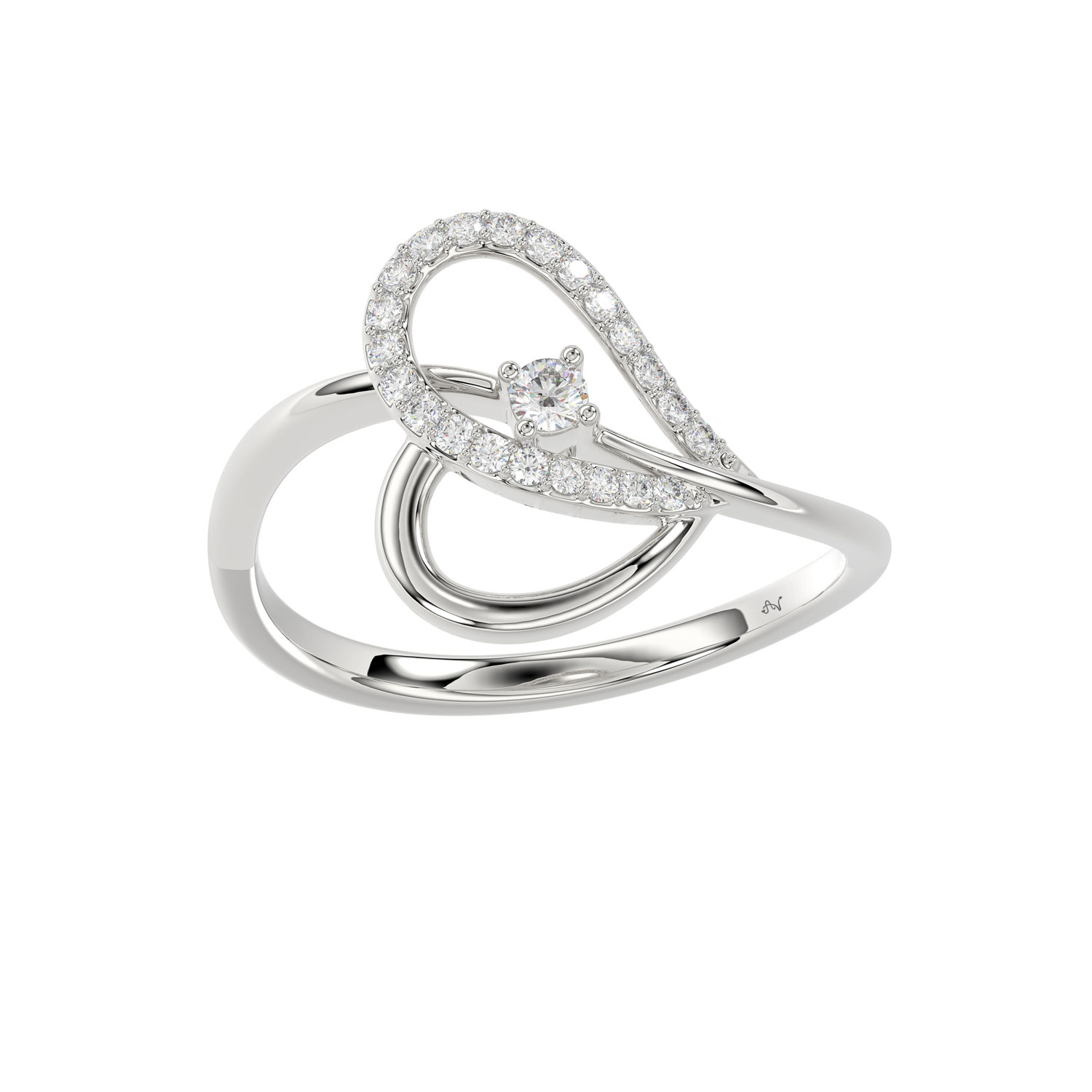Ladies Elysian Heart Ring 0.15Ct Round Diamond Sterling Silver White – Romantic Fine Jewelry For Women - Image 1