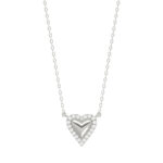 Round Diamond Heart Necklace, 0.10Ct Sterling Silver  Love Necklace, Minimal Heart Charm Pendant For Your Loved One, Girlfriend Gift