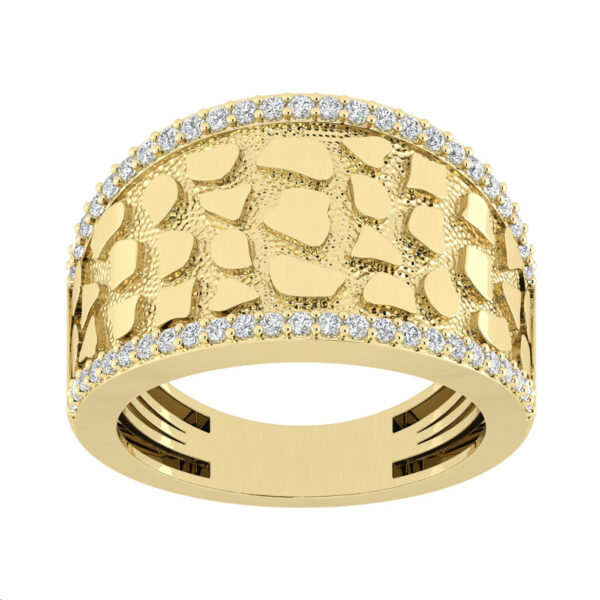 Men’S 10K Yellow Gold Diamond Nugget Ring 0.50Ct Round Diamond,Stylish Men’S Wedding & Fashion Ring