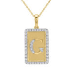 10K Yellow Gold letter 'G' Fashion Pendant With Chain - 0.20 CT Round Diamond Ladies Jewelry Gift