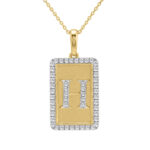 10K Yellow Gold letter 'H' Fashion Pendant With Chain - 0.20 CT Round Diamond Ladies Jewelry Gift
