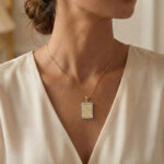 10K Yellow Gold letter 'P' Fashion Pendant With Chain - 0.20 CT Round Diamond Ladies Jewelry Gift - Image 4