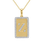 10K Yellow Gold letter 'Z' Fashion Pendant With Chain - 0.20 CT Round Diamond Ladies Jewelry Gift