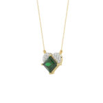 LADIES PENDANT 1.45CT ROUND/GREEN EMERALD PRINCESS DIAMOND 14K YELLOW GOLD (GREEN EMERALD PRINCESS 1.32CT) - Image 3