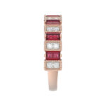 LADIES BAND 1.30CT ROUND/BAGUETTE RUBY DIAMOND 14K ROSE GOLD - Image 4
