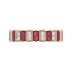 LADIES BAND 1.30CT ROUND/BAGUETTE RUBY DIAMOND 14K ROSE GOLD - Image 5