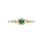 LADIES RING 0.33CT ROUND/GREEN EMERALD OVAL DIAMOND 14K YELLOW GOLD (CENTER STONE 0.15CT GREEN EMERALD OVAL DIAMOND) - Image 3