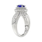 LADIES RING 1.65CT ROUND/BLUE SAPPHIRE OVAL DIAMOND 14K WHITE GOLD (CENTER STONE 0.94CT BLUE SAPPHIRE OVAL DIAMOND) - Image 3