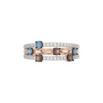 LADIES BAND 0.75CT ROUND/ROUND BLUE/DARK BROWN DIAMOND 14K ROSE GOLD - Image 5