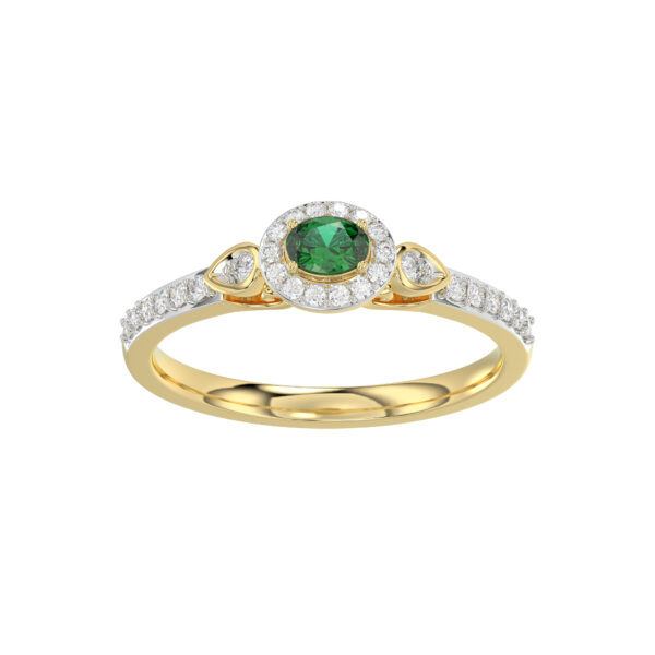 0.33ct Round/Oval Emerald diamond 14k Ladies Fashion Ring  0.15CT Center stone Oval Emerald Diamond)
