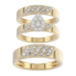 LADIES TRIOS SET 0.33CT ROUND DIAMOND 10K YELLOW GOLD