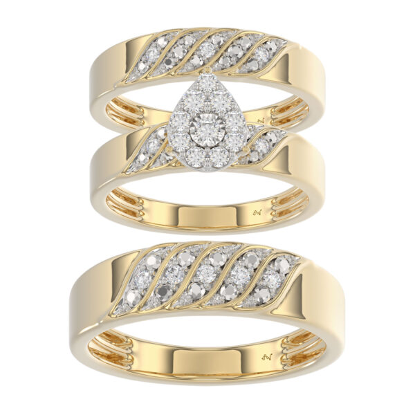 LADIES TRIOS SET 0.33CT ROUND DIAMOND 10K YELLOW GOLD